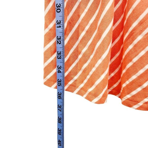 Orange & White Striped Sleeveless A-Line Dress Medium Lightweight Casual Size M - Picture 9 of 16